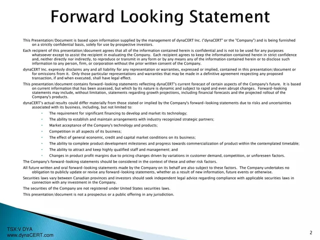 Disclaimer slide 2 from dynaCERT Inc.