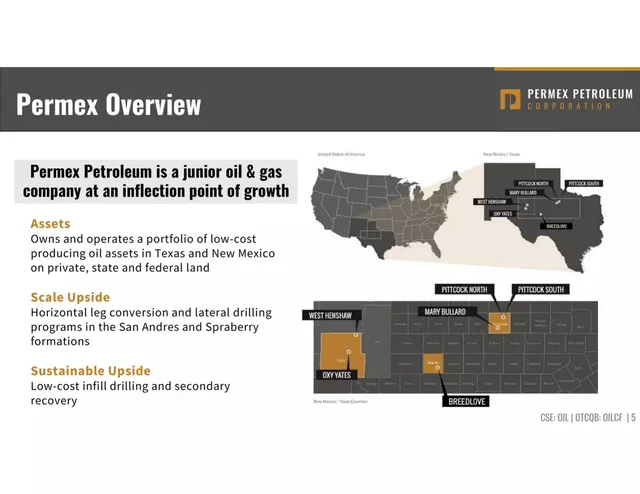 Company overview slide 5 from Permex Petroleum Corporation