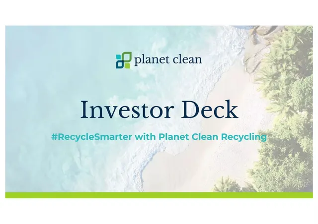 PlanetClean Recycle Industries pitch deck cover