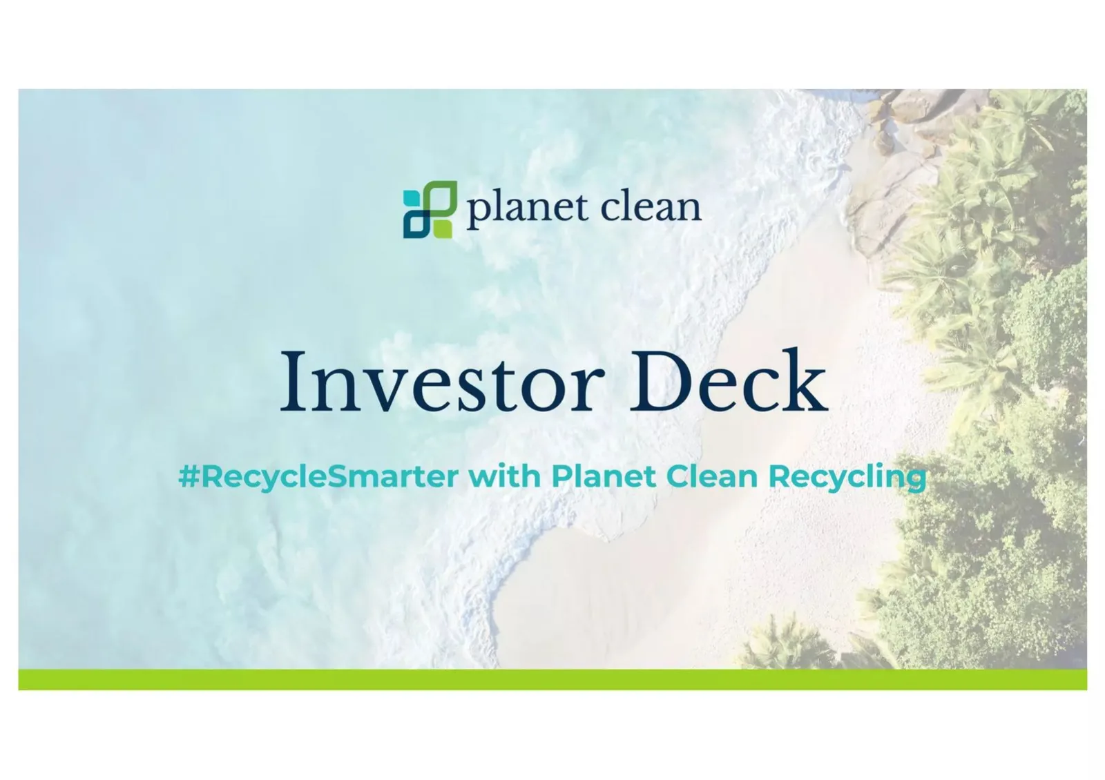 PlanetClean Recycle Industries pitch deck slide