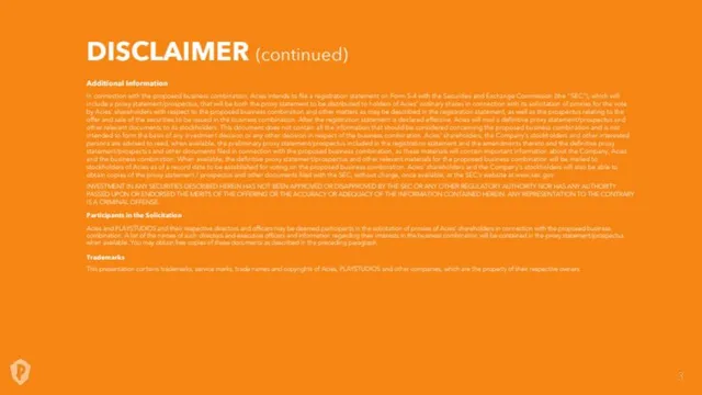 Disclaimer slide 4 from PLAYSTUDIOS