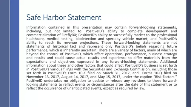 Disclaimer slide 2 from PositiveID