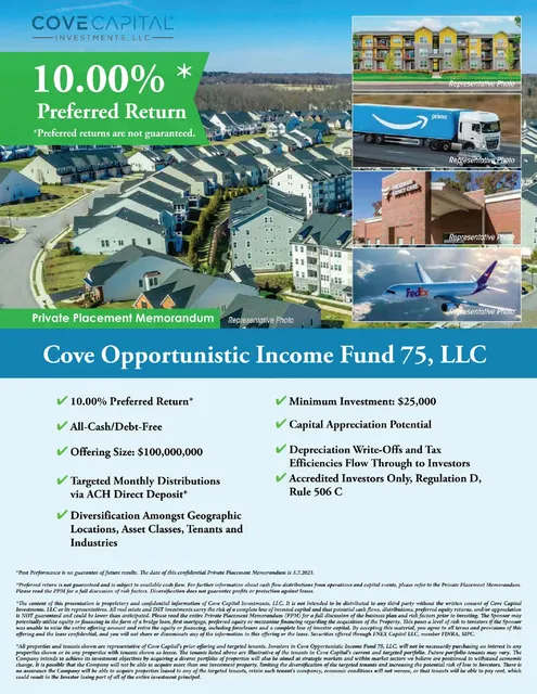 Cove Capital Investments, LLC pitch deck cover