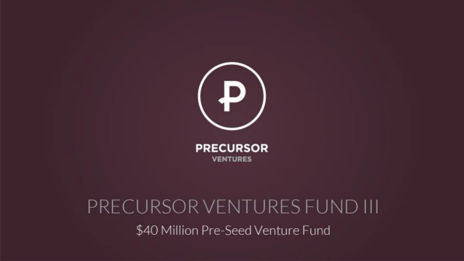 Precursor Fund III pitch deck slide
