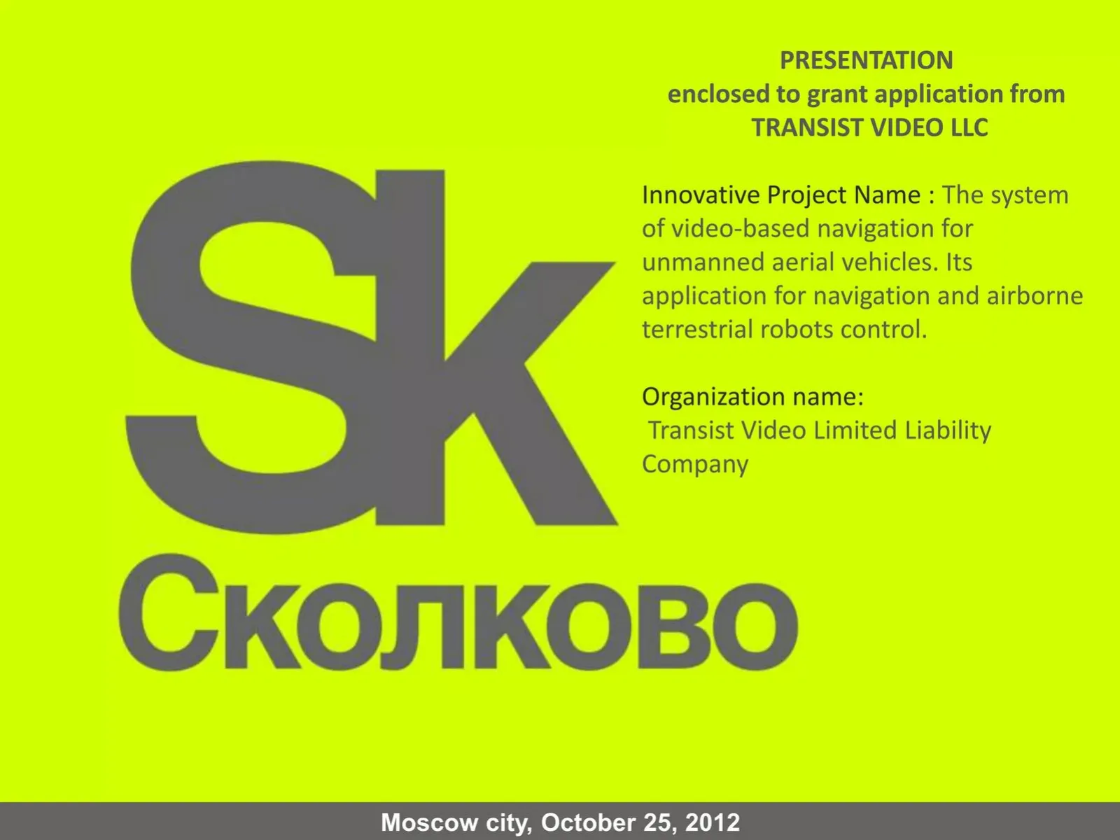 Transist Video LLC pitch deck slide