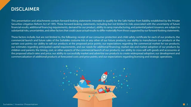 Disclaimer slide 2 from Suitables (Product Costumes)