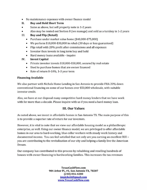 Business model / revenue streams slide 4 from TexasCashFlow.com
