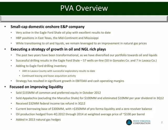 Company overview slide 3 from Penn Virginia Corporation (PVA)