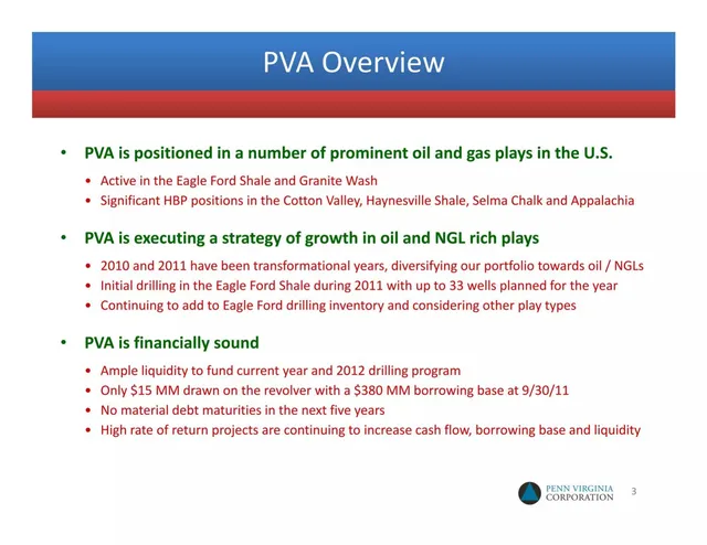 Company overview slide 3 from Penn Virginia Corporation (PVA)