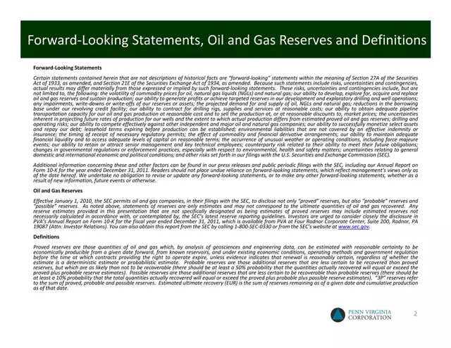 Disclaimer slide 2 from Penn Virginia Corporation (PVA)