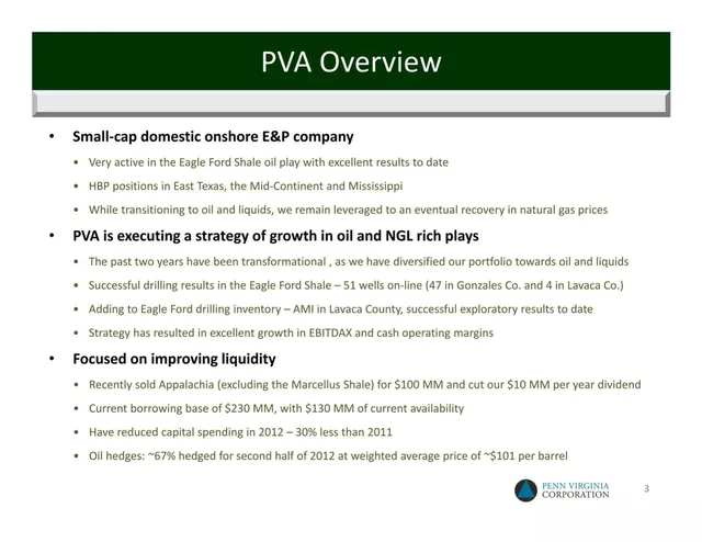 Company overview slide 3 from Penn Virginia Corporation (PVA)