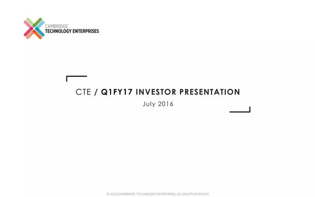 Cambridge Technology Enterprises pitch deck cover