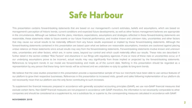 Disclaimer slide 2 from Shopify