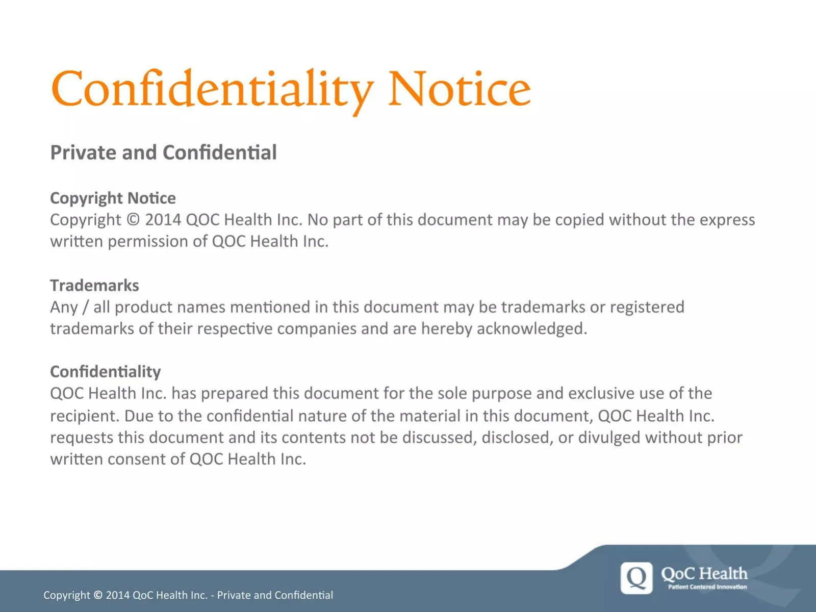 QoC Health Inc. pitch deck slide