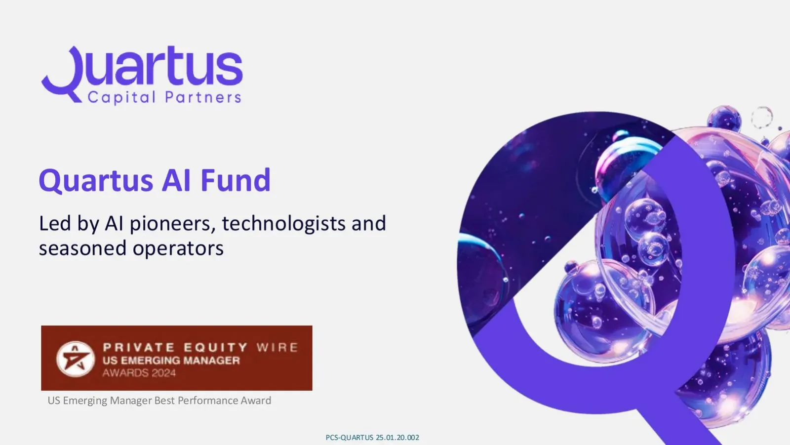 Quartus Capital Partners pitch deck slide