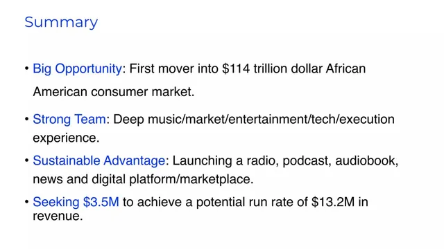 Ask & use of funds slide 4 from Rattle Radio
