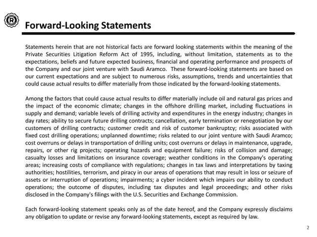Disclaimer slide 2 from Rowan Companies (RDC)