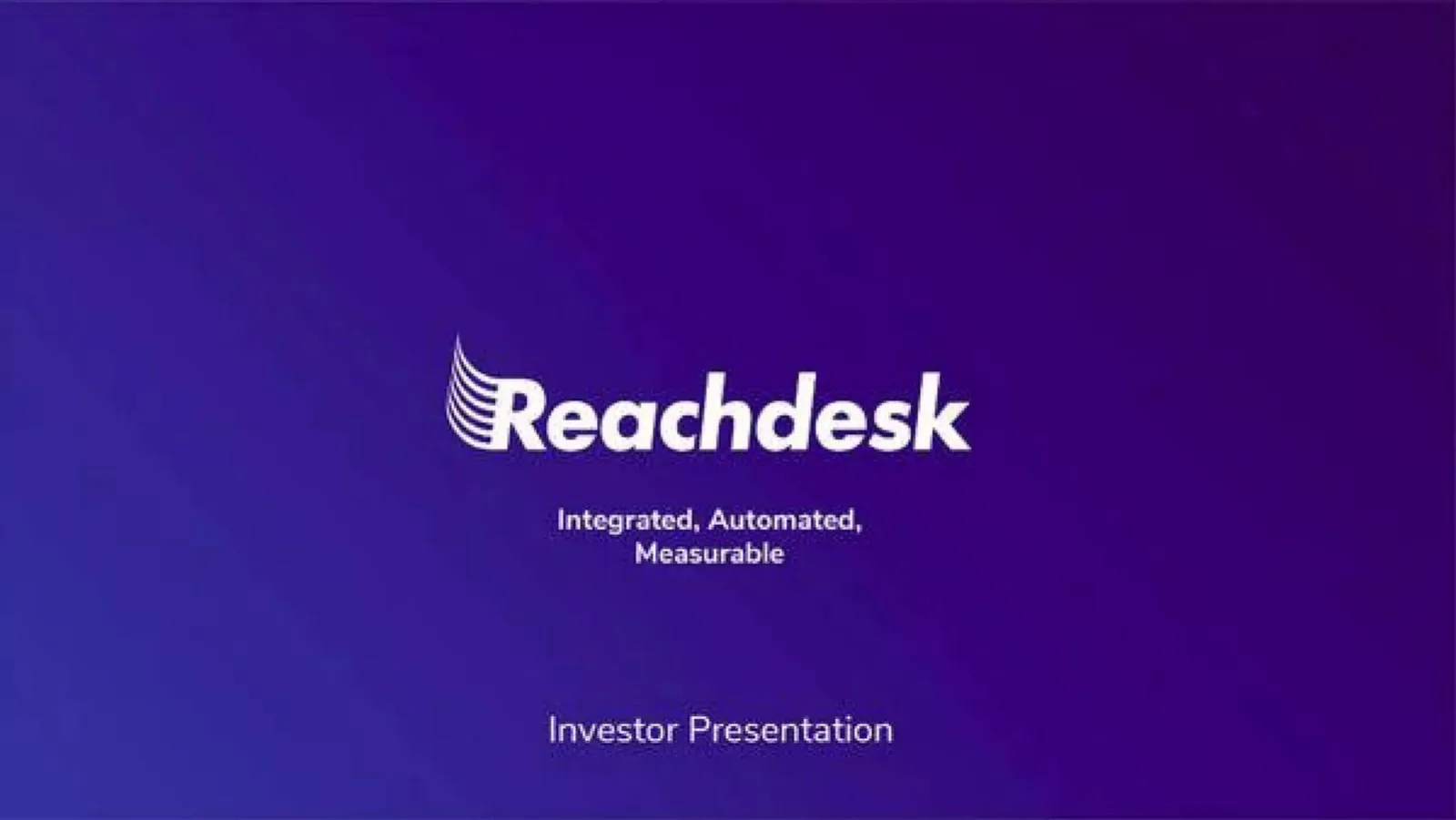 Reachdesk pitch deck slide