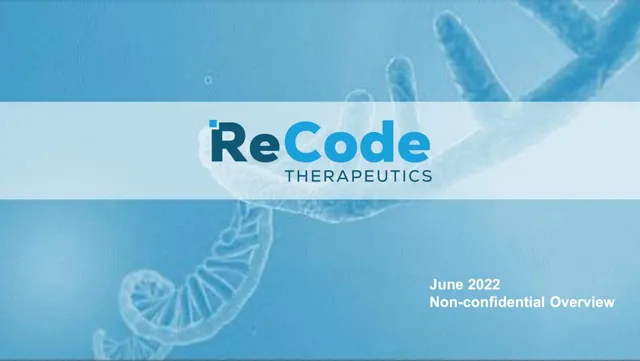 ReCode Therapeutics pitch deck cover