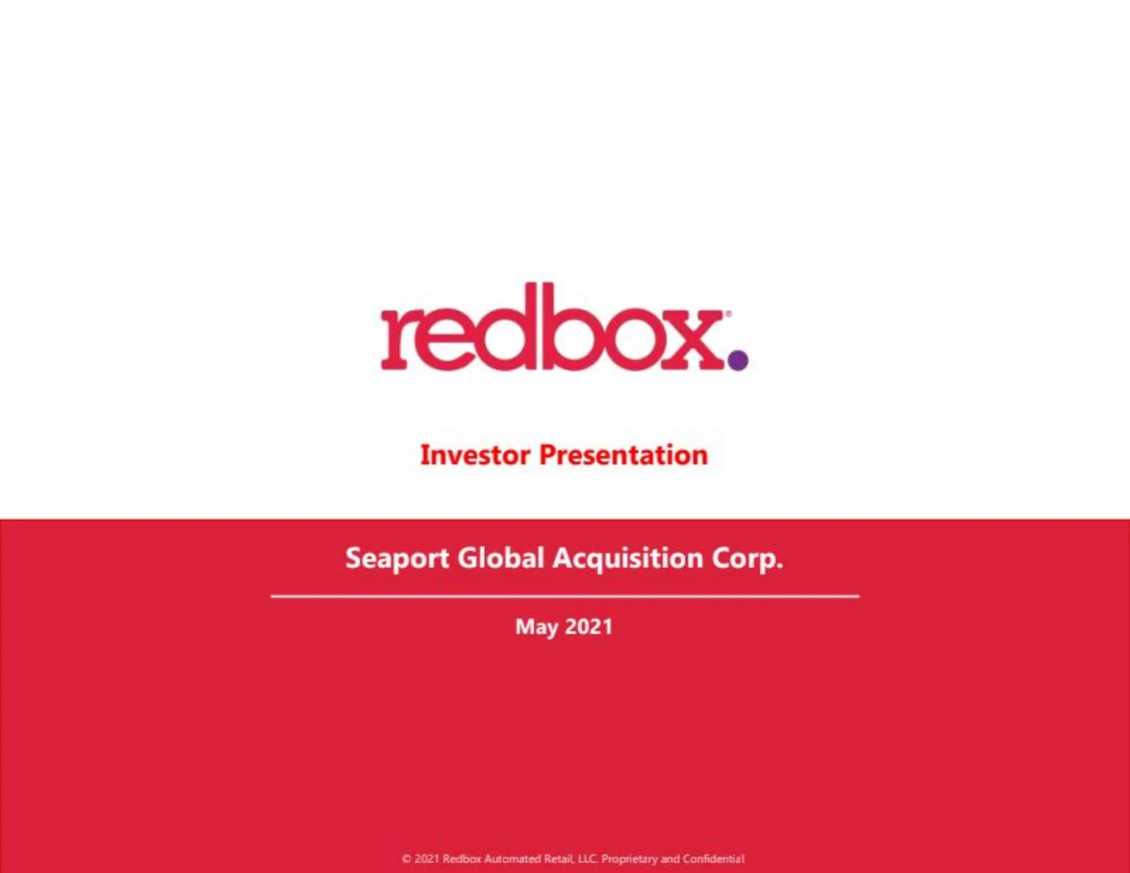 Redbox SPAC pitch deck slide