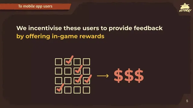 Business model / revenue streams slide 5 from Retora Games