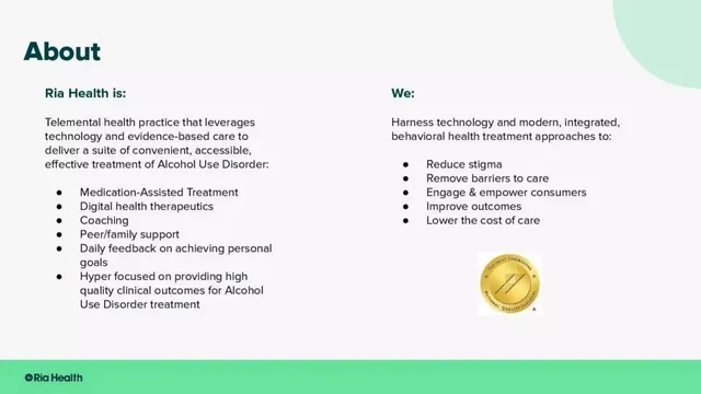Product / solution slide 7 from Ria Health