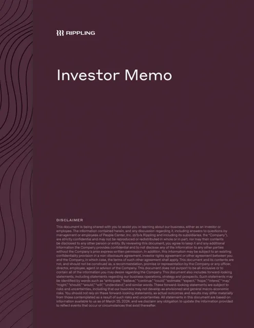 Rippling pitch deck cover