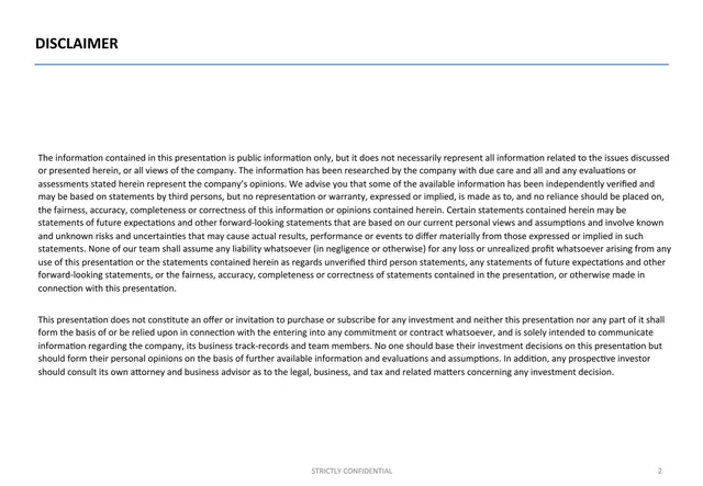 Disclaimer slide 2 from Rocket Internet