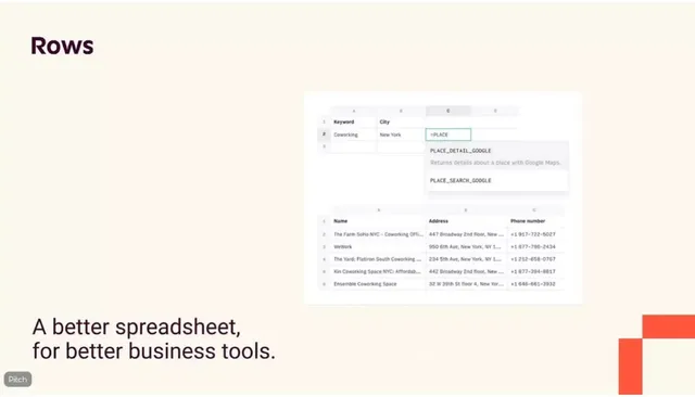 Rows pitch deck cover