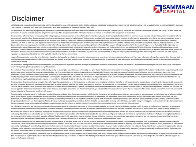 Disclaimer slide 2 from Sammaan Capital (formerly Indiabulls Housing Finance Limited)