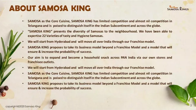 Product / solution slide 2 from Samosa King (Puff House Samosa Kings)