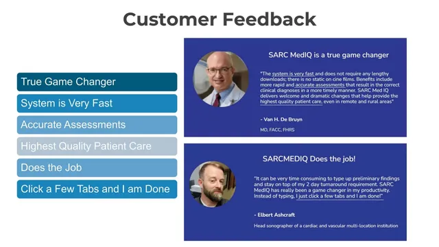 Reviews / testimonials / feedback slide 5 from SARC MedIQ, INC.