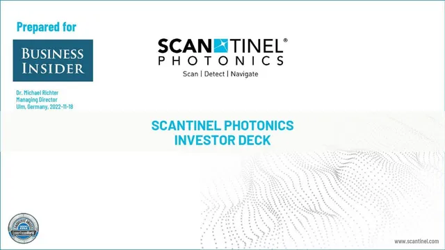Scantinel Photonics pitch deck cover