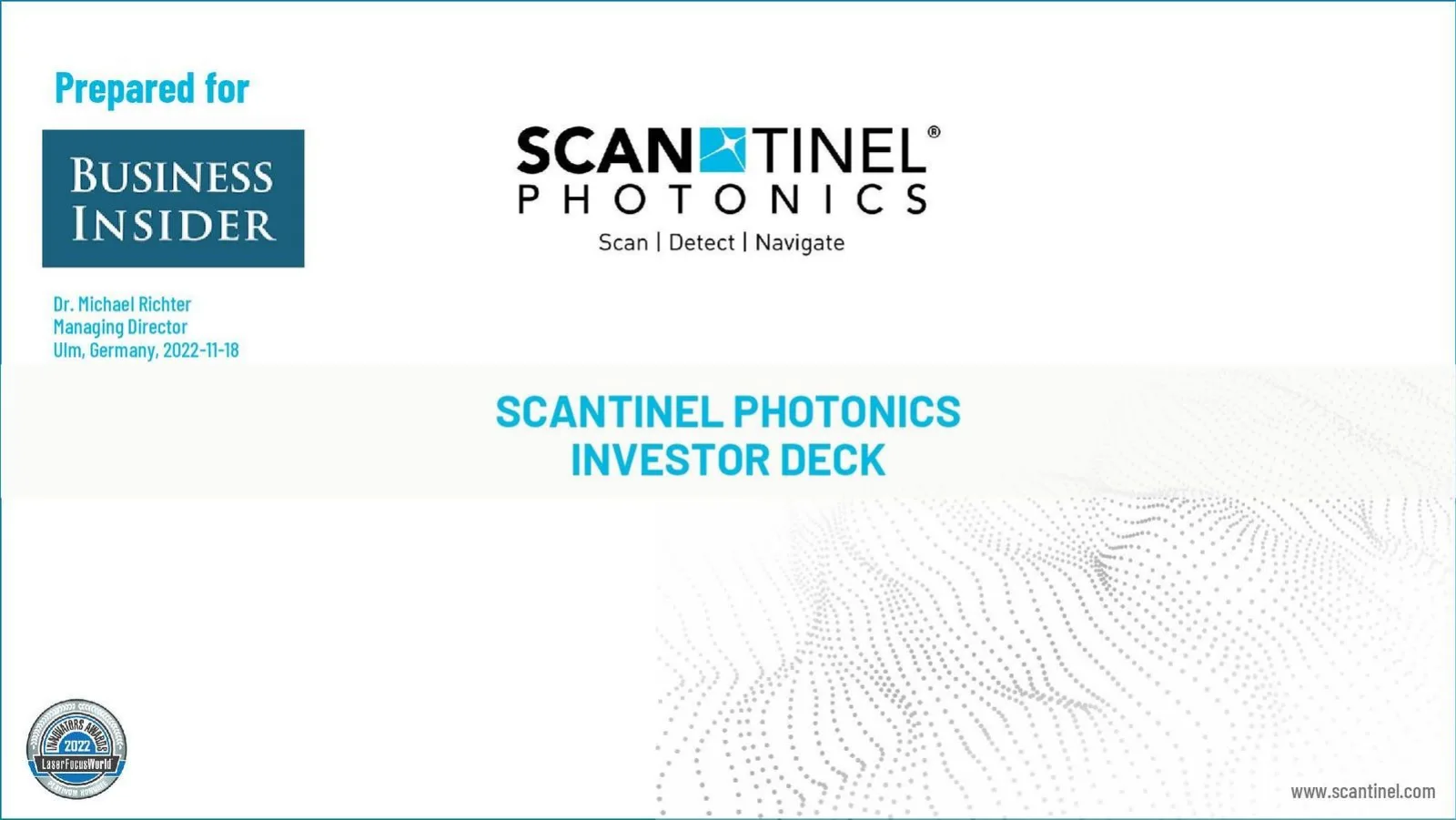 Scantinel Photonics pitch deck slide