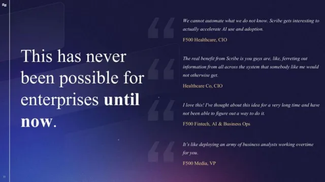 Reviews / testimonials / feedback slide 11 from Scribe
