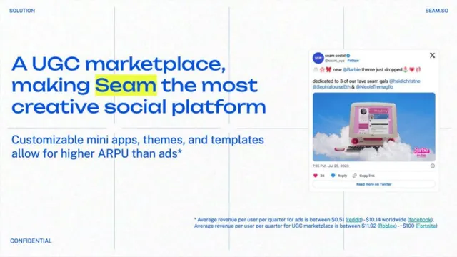 Business model / revenue streams slide 3 from Seam Social