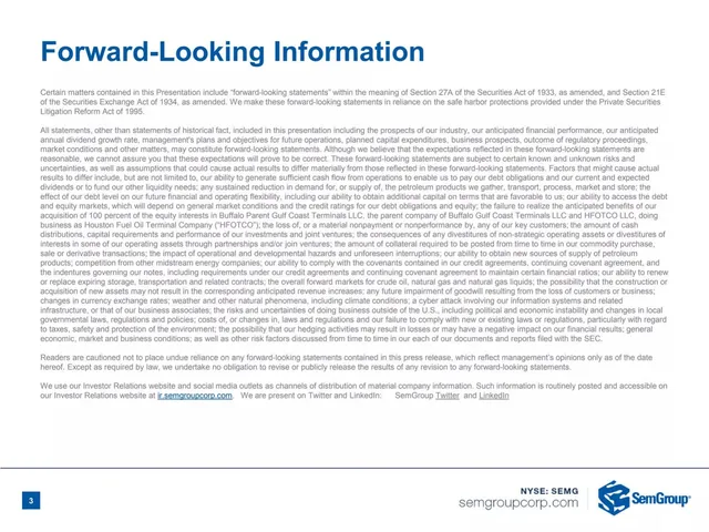 Disclaimer slide 3 from SemCAMS (a business unit of SemGroup Corporation)