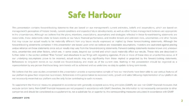 Disclaimer slide 2 from Shopify
