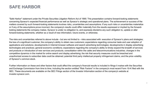 Disclaimer slide 2 from Synacor