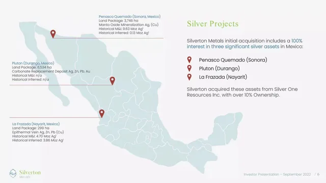 Company overview slide 6 from Silverton Metals