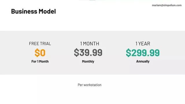 Business model / revenue streams slide 6 from Simpolium
