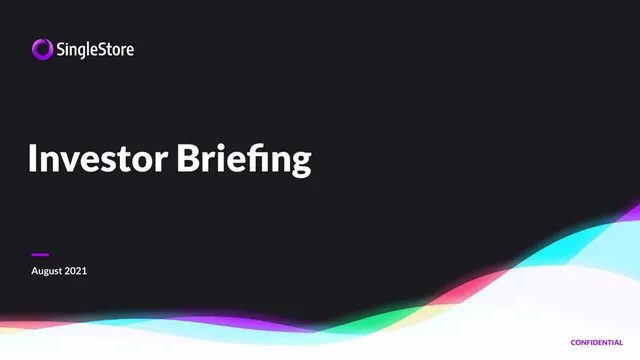 SingleStore pitch deck cover