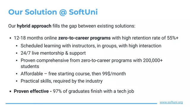 Product / solution slide 6 from SoftUni
