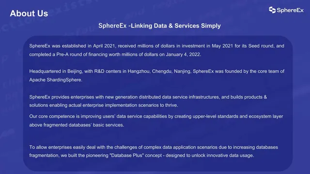 Company overview slide 4 from SphereEx