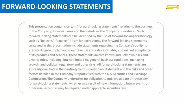 Disclaimer slide 2 from SPI Energy Co., Ltd.