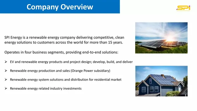 Company overview slide 4 from SPI Energy Co., Ltd.