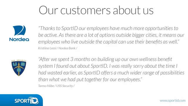 Reviews / testimonials / feedback slide 6 from SportID