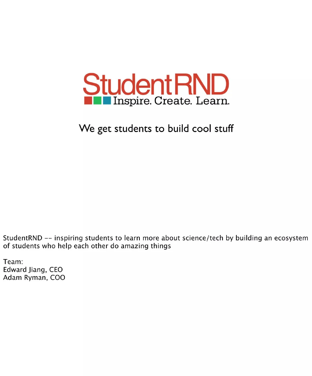 StudentRND pitch deck slide