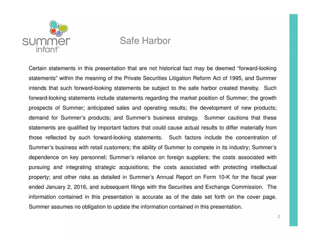 Disclaimer slide 2 from Summer Infant (Sumr)