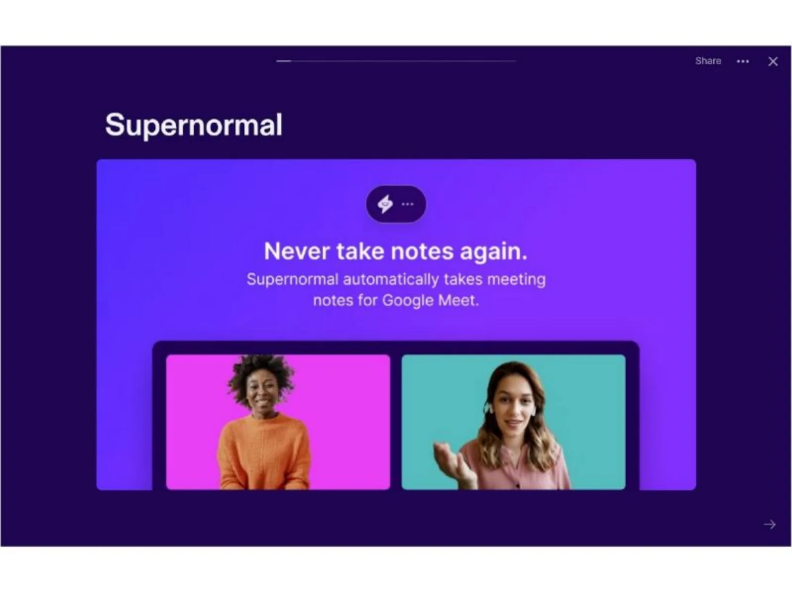 Supernormal pitch deck slide